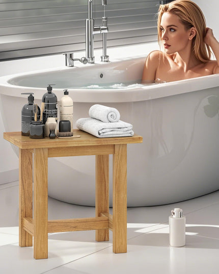 Giantex Teak Shower Bench Stool for Seniors