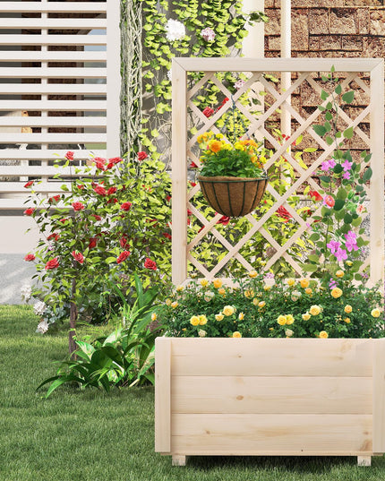 Giantex Raised Garden Bed with Trellis for Climbing Vine Flower Herb Vegetable Fruit