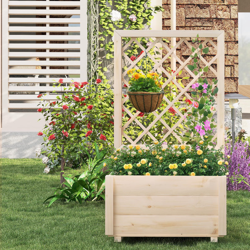 Giantex Raised Garden Bed with Trellis for Climbing Vine Flower Herb Vegetable Fruit