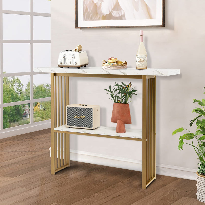 Giantex Console Table Sofa Table - 48" Faux Marble Entryway Table