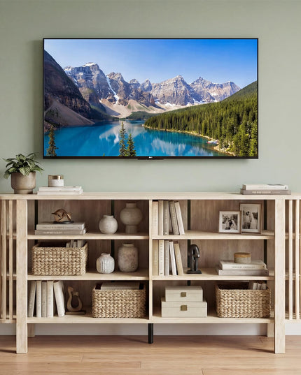 Giantex 59" TV Stand for TVs Up to 55 Inches with Adjustable Shelves & Unique Slatted Decoration