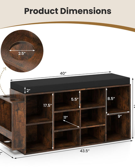 Giantex Shoe Storage Bench with Umbrella Stand 10-Cubby Entryway Shoe Rack
