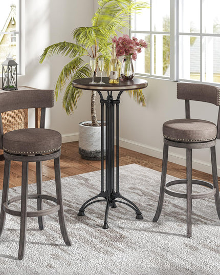 Giantex 31" Bar Stools Set, Swivel Bar Height Bar Chairs with Footrest, Rubber Wood Frame
