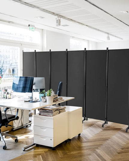 Giantex 6 Panel Room Divider, 132''W x 68''H Large Folding Privacy Screen, Rolling Partition Room Dividers for Home Office Studio Separation