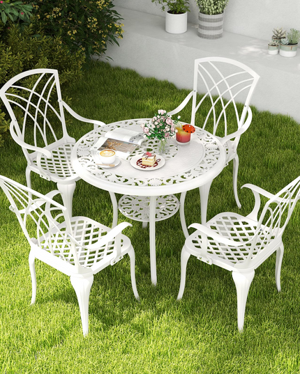 Giantex 5 Piece Patio Dining Set, All Weather Resistant Cast Aluminum Patio Furniture Set for 4