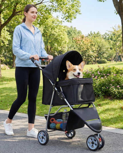 Giantex 3 Wheel Foldable Dog Stroller for Small Dogs Cats