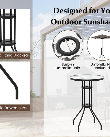Giantex 3 PCS Outdoor Bistro Set, Patio Bar Table with 2 Folding Chairs
