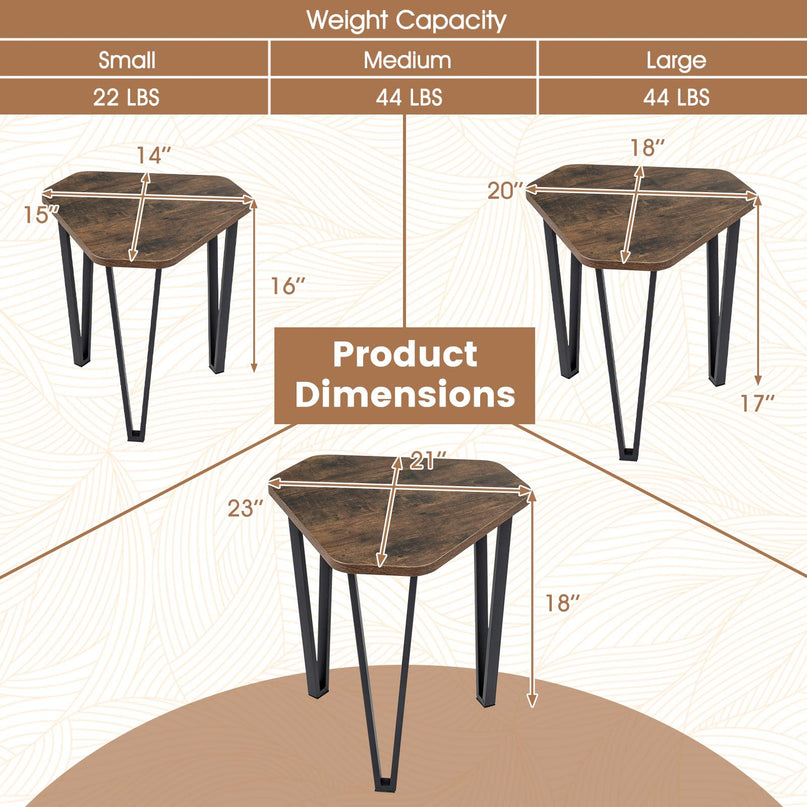 Giantex Nesting Coffee Tables Set of 3 for Living Room & Apartment