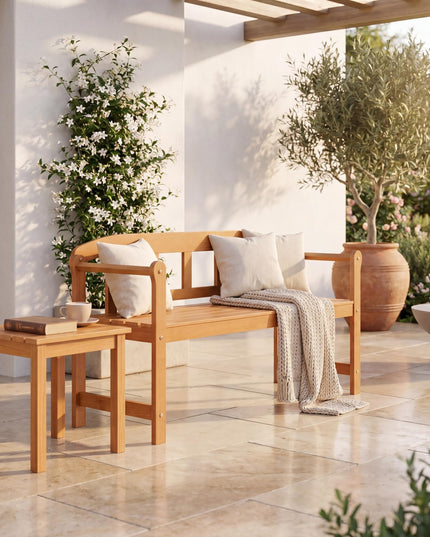 Giantex Outdoor Bench for Patio 2-Person Wood Garden Bench