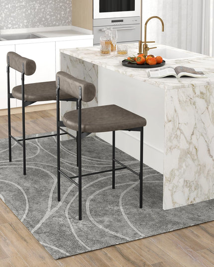 Giantex Counter Height Bar Stools, 26 Inch Upholstered Bar Chairs with Back