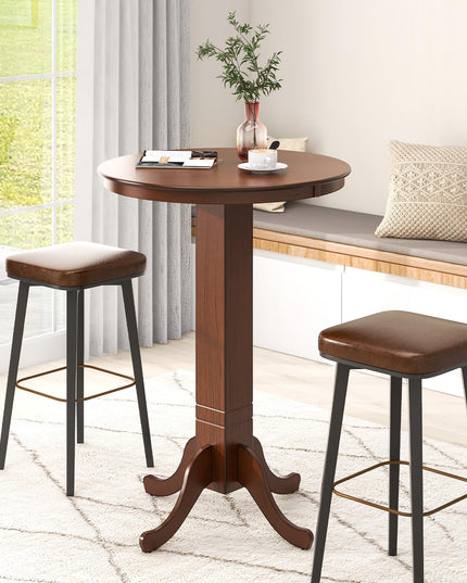 Giantex 30” Round Bar Table, Dining Table with Rubber Wood Frame