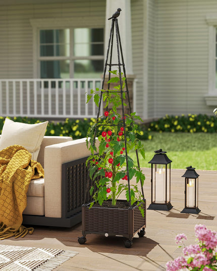 Giantex Raised Garden Bed with Wheels & Tomato Cage