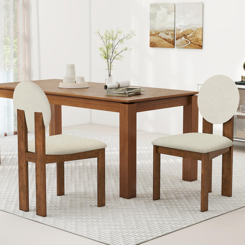 Giantex Sherpa Dining Chairs Set of 2/4 w/Rubber Wood Legs