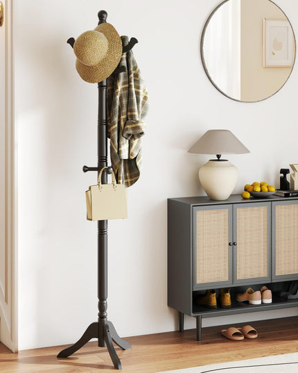 Giantex Solid Wood Coat Rack with 3 Adjustable Heights and 11 Hooks