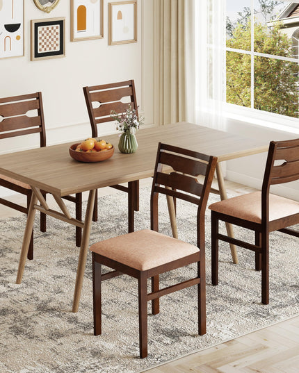 Giantex Wooden Dining Chairs Set of 2/4 Fabric Upholstered Kitchen Armless Chair