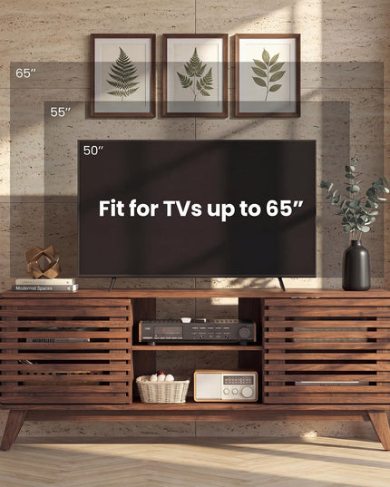 GIANTEX Mid Century Modern TV Stand for 65 inch TV with Grille Doors
