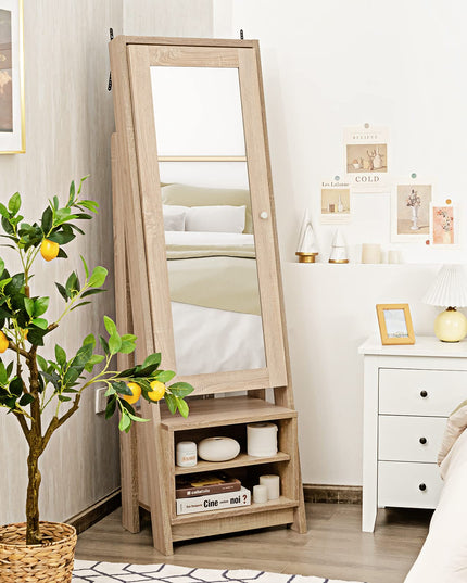 CHARMAID Large Jewelry Armoire Cabinet with Full Length Mirror