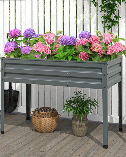 Giantex Raised Garden Bed with Legs, 46”x24”x32” Galvanized Steel Planter Box with Drainage Holes for Vegetables