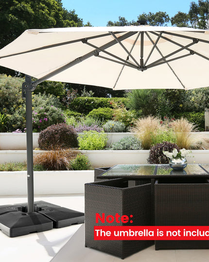 Giantex 284 lbs Fillable Offset Patio Umbrella Base, 4PCS Umbrella Stand Water Sand Weight for Cantilever Umbrella