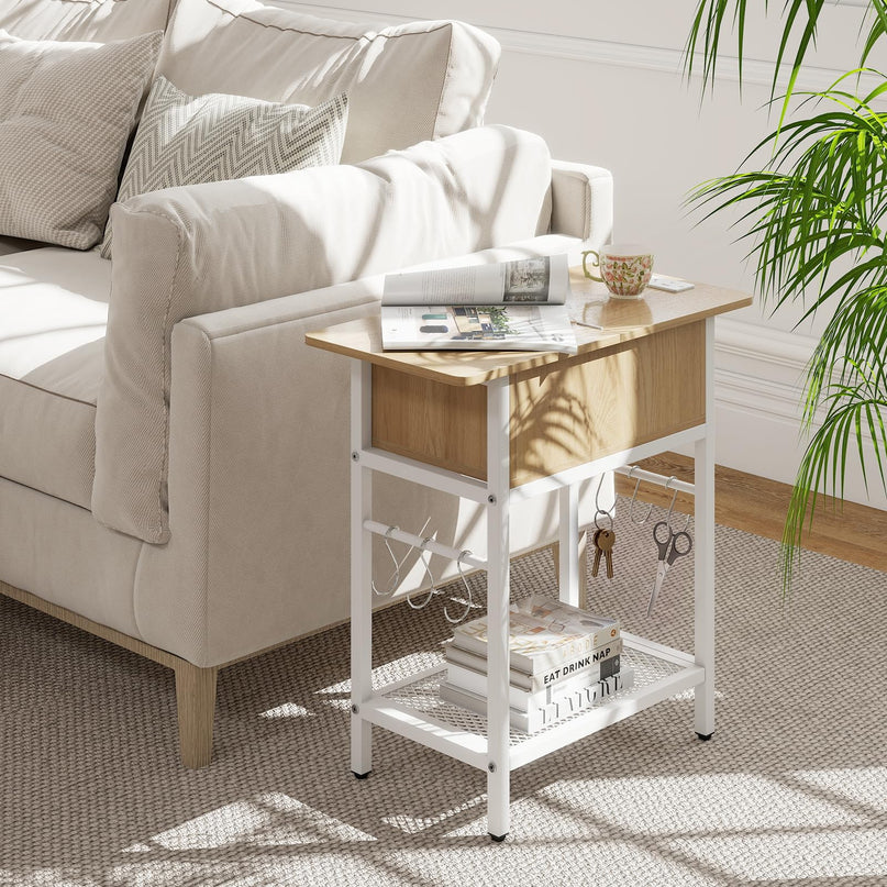 Giantex End Table with Charging Station Flip Top Bedside Night Stand(1/2)