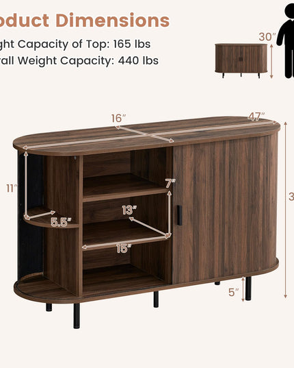 Giantex 47'' Fluted Sideboard Buffet Cabinet with Tambour Sliding Doors