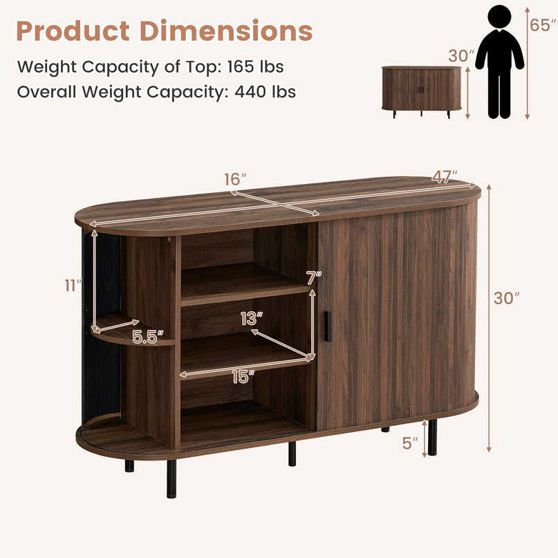 Giantex 47'' Fluted Sideboard Buffet Cabinet with Tambour Sliding Doors