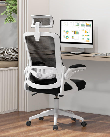 Giantex Ergonomic Mesh Office Chair, High Back Desk Chair with Adjustable Headrest, Lumbar Support