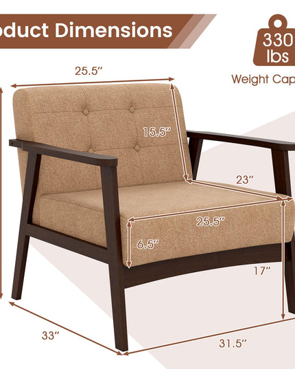 Giantex Mid-Century Modern Accent Chair Oversized Armchair(Beige)