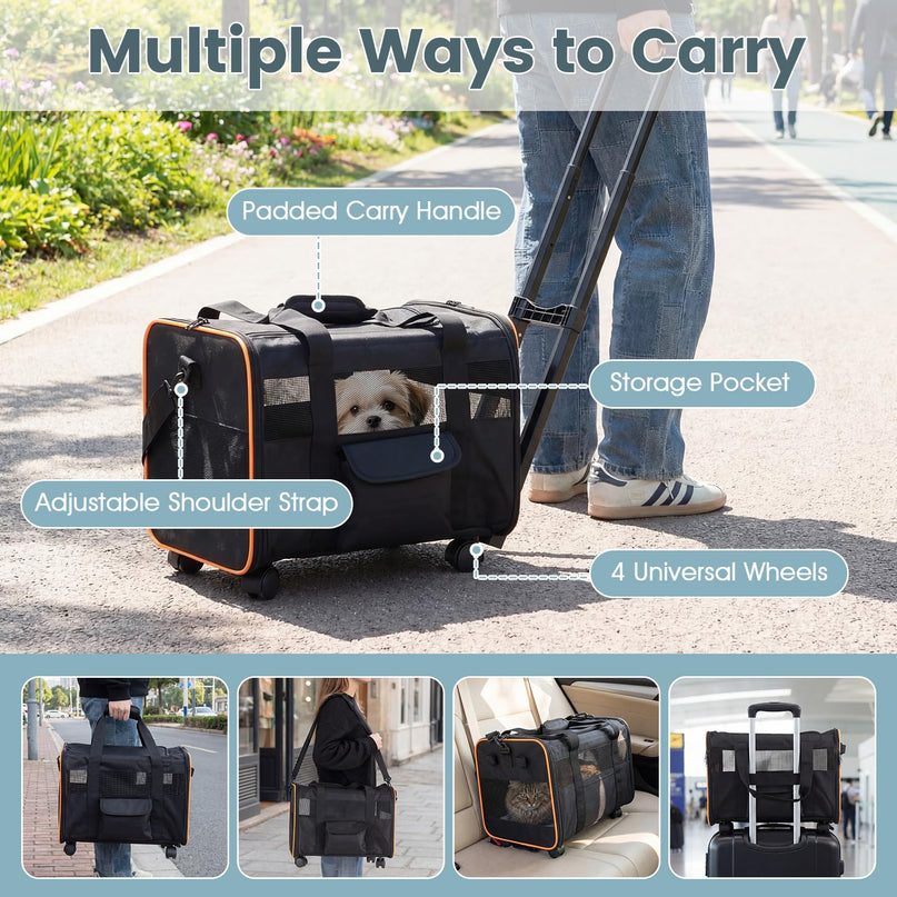 Giantex Rolling Pet Carrier with Wheels