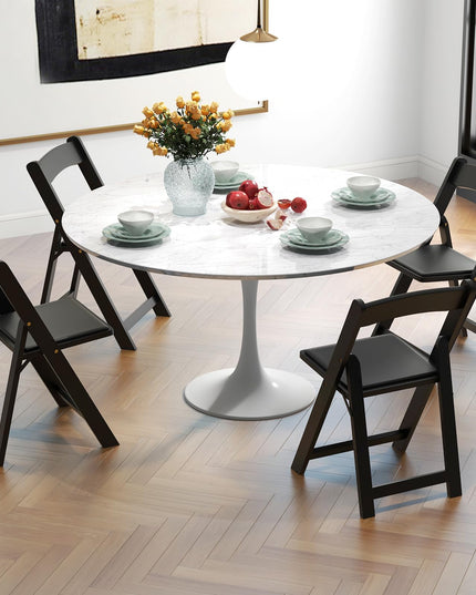 Giantex Folding Chairs, Wooden Dining Chairs Set, Padded Foldable Chairs w/Backrest