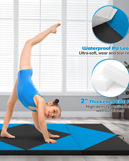 Giantex 4'x8'x2 Gymnastics Mat, Folding Anti-Tear Gymnastics Panel Mats