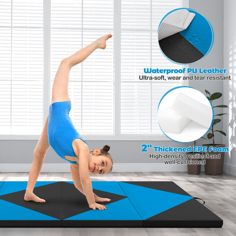 Giantex 4'x8'x2 Gymnastics Mat, Folding Anti-Tear Gymnastics Panel Mats