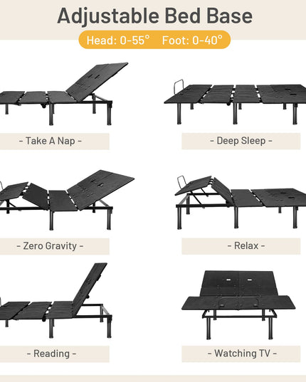 Giantex Adjustable Bed Base w/ Wireless Remote Control, Electric Bed Frame