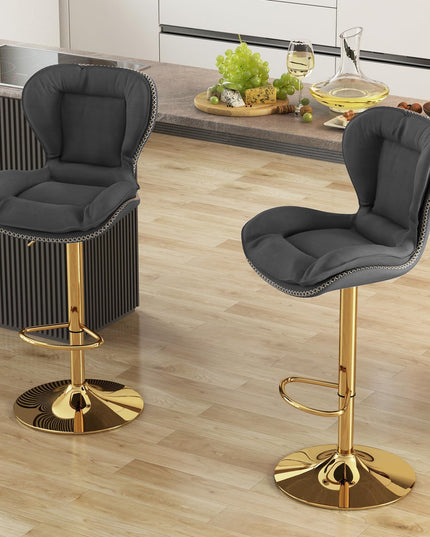Giantex Adjustable Bar Stool Set of 2, PU Leather Bar Chairs with Padded Seat