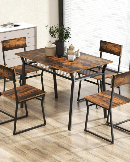 Giantex Dining Table Set for 4, 47”L x 28”W Rectangular Kitchen Table w/ 4 Trapezoid Chairs
