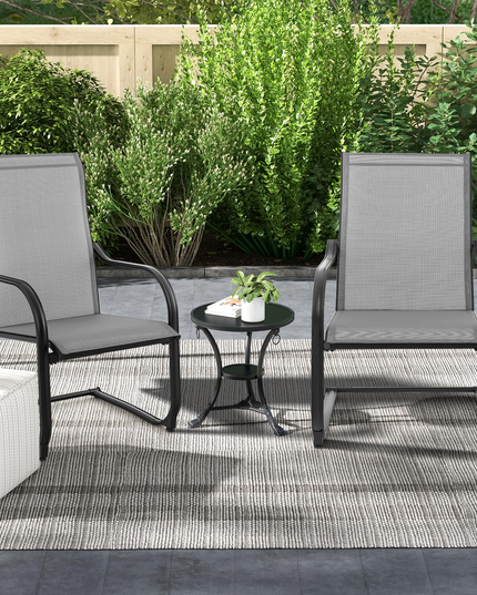Giantex Patio Chairs, High Back Outdoor Chairs w/Sled Base, All Weather Fabric