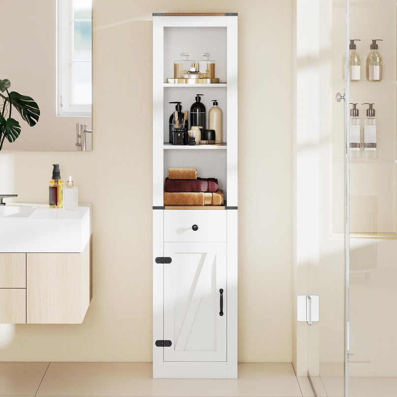 Giantex 68" Tall Bathroom Cabinet Farmhouse Storage Organizer