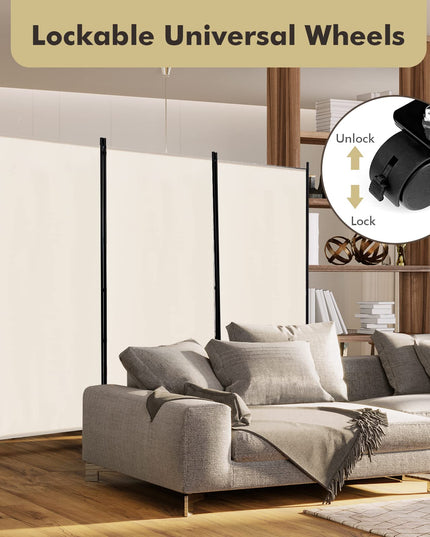 Giantex 3 Panel Room Divider with Wheels, 103''W x 71''H Folding Privacy Screen