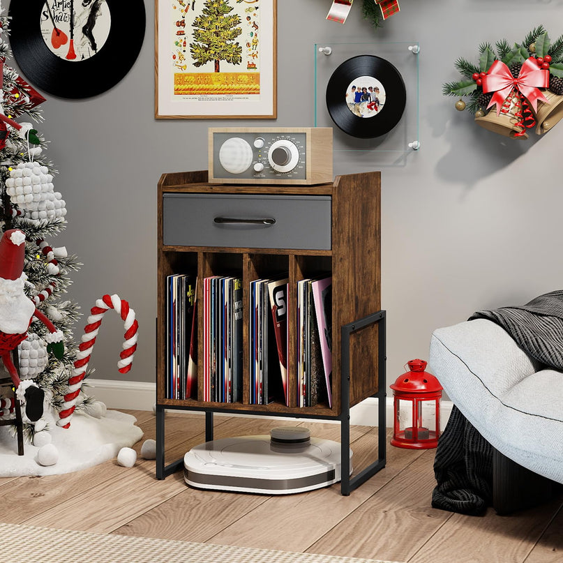 Meuble Tourne-disque Giantex avec tiroir et support de disques vinyles