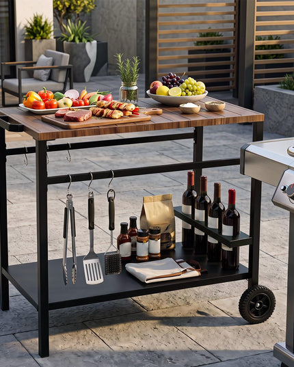 Giantex Outdoor Grill Cart with Stainless Steel Top & Storage Shelf