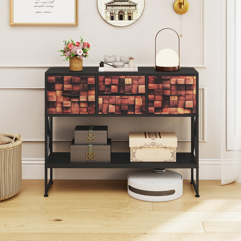 Giantex 39" Console Table with 4 Fabric Drawers
