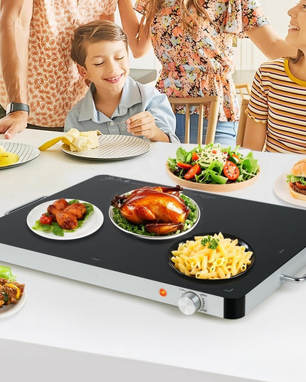 Plateau chauffant électrique Giantex 53 x 40 cm - Serveur de buffet et chauffe-plat en verre trempé