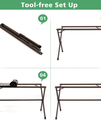 Giantex Folding Camping Table, Aluminum Picnic Table for 4-6 Person