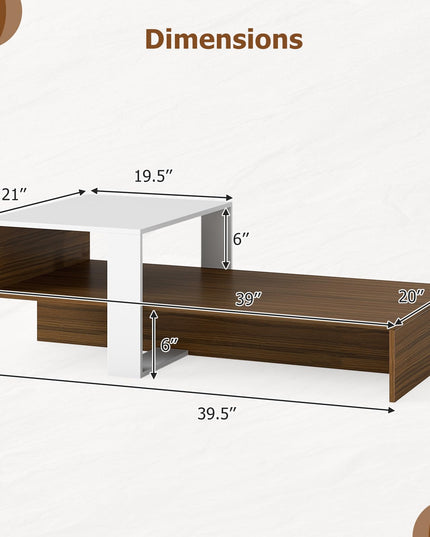 Giantex 2-Tier Coffee Table | Modern Irregular Center Table with Open Storage Shelf