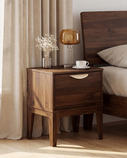 Giantex Night Stand with Storage Mid Century Modern Wood Bedside Table(1/2)