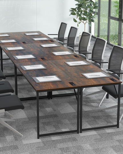 Giantex 30 FT Conference Table with Charging Station, 60" x 24" Rectangular Large Meeting Room Desk with Storage Bag & Hook