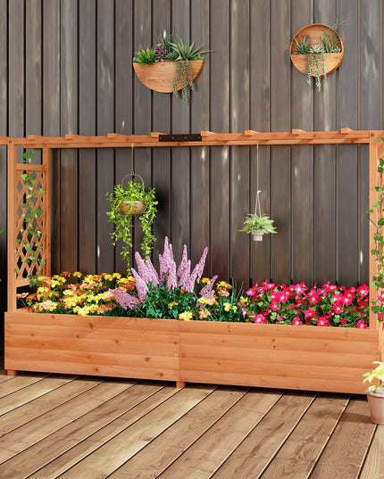 Giantex Raised Garden Bed with Trellis & Hanging Roof (79" x 17.5" x 45")