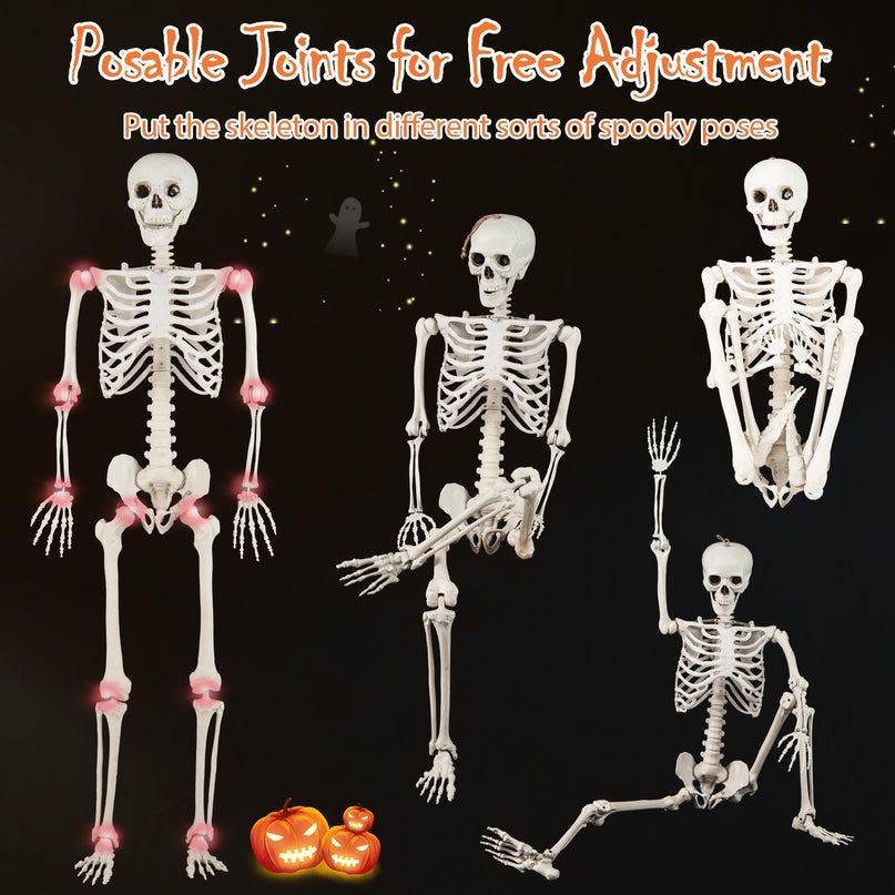 Giantex 5.4 FT Halloween Life Size Skeleton with Movable Joints