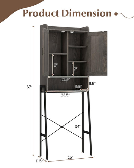 Giantex Over The Toilet Storage Cabinet, Industrial Bathroom Organizer w/Trapezoid Metal Frame