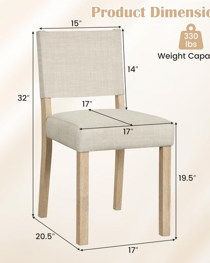 Set of 2/4 Upholstered Dining Chairs with Linen Fabric Seat
